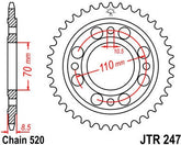 JT SPROCKETS Rear Sprocket 36 Teeth Steel Standard 520 Pitch Type 247 | JTR247.36