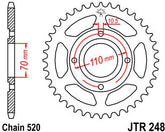 JT SPROCKETS Rear Sprocket 44 Teeth Steel Standard 520 Pitch Type 248 | JTR248.44