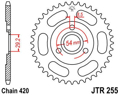 JT SPROCKETS Rear Sprocket 40 Teeth Steel 420 Pitch Type 255 | JTR255.40