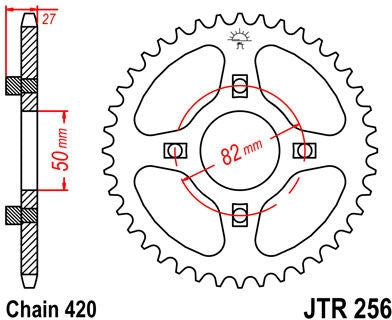 JT SPROCKETS Rear Sprocket 43 Teeth Steel Standard 420 Pitch Type 256 | JTR256.43