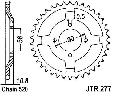 JT SPROCKETS Rear Sprocket 45 Teeth Steel Standard 520 Pitch Type 277 | JTR277.45