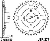 JT SPROCKETS Rear Sprocket 45 Teeth Steel Standard 520 Pitch Type 277 | JTR277.45