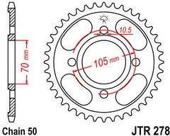 JT SPROCKETS Rear Sprocket 36 Teeth Steel Standard 530 Pitch Type 278 | JTR278.36