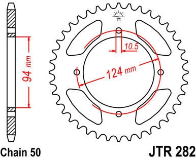 JT SPROCKETS Rear Sprocket 37 Teeth Steel Standard 530 Pitch Type 282 | JTR282.37