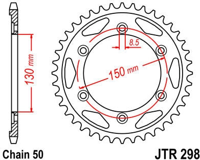 JT SPROCKETS Rear Sprocket 40 Teeth Steel Standard 530 Pitch Type 298 | JTR298.40