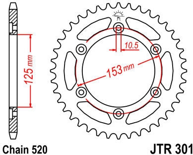 JT SPROCKETS Front Sprocket 48 Teeth Steel 520 Pitch Type 301 | JTR301.48