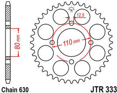 JT SPROCKETS Rear Sprocket 41 Teeth Steel Standard 630 Pitch Type 333 | JTR333.41