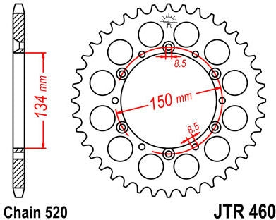 JT SPROCKETS Rear Sprocket 48 Teeth Steel Standard 520 Pitch Type 460 | JTR460.48