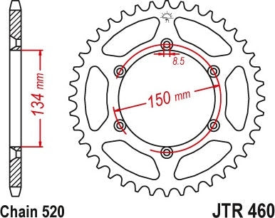 JT SPROCKETS Rear Sprocket 49 Teeth Steel Standard 520 Pitch Type 460 | JTR460.49SC