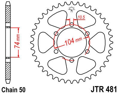 JT SPROCKETS Rear Sprocket 42 Teeth Steel Standard 530 Pitch Type 481 | JTR481.42