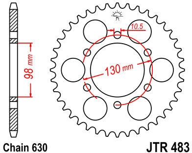 JT SPROCKETS Rear Sprocket 35 Teeth Steel Standard 630 Pitch Type 483 | JTR483.35