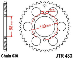 JT SPROCKETS Rear Sprocket 35 Teeth Steel Standard 630 Pitch Type 483 | JTR483.35