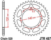 JT SPROCKETS Rear Sprocket 42 Teeth Steel Standard 520 Pitch Type 487 | JTR487.42