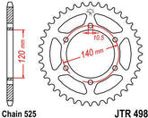 JT SPROCKETS Rear Sprocket 46 Teeth Steel Standard 525 Pitch Type 498 | JTR498.46