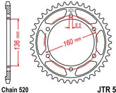 JT SPROCKETS Rear Sprocket 49 Teeth Steel Standard 520 Pitch Type 5 | JTR5.49