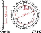 JT SPROCKETS Rear Sprocket 40 Teeth Steel Standard 630 Pitch Type 500 | JTR500.40