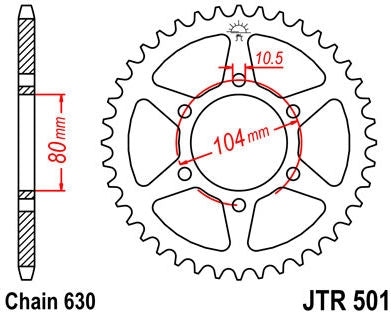 JT SPROCKETS Rear Sprocket 33 Teeth Steel Standard 630 Pitch Type 501 | JTR501.33