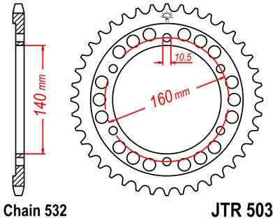 JT SPROCKETS Rear Sprocket 45 Teeth Steel Standard 532 Pitch Type 503 | JTR503.45