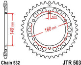JT SPROCKETS Rear Sprocket 45 Teeth Steel Standard 532 Pitch Type 503 | JTR503.45