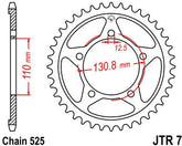 JT SPROCKETS Rear Sprocket 44 Teeth Steel Standard 525 Pitch Type 7 | JTR7.44