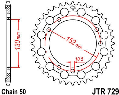 JT SPROCKETS Rear Sprocket 46 Teeth Steel Standard 530 Pitch Type 729 | JTR729.46