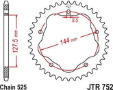 JT SPROCKETS Rear Sprocket 41 Teeth Steel Standard 525 Pitch Type 752 | JTR752.41
