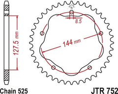 JT SPROCKETS Rear Sprocket 41 Teeth Steel Standard 525 Pitch Type 752 | JTR752.41