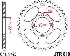 JT SPROCKETS Rear Sprocket 46 Teeth Steel 428 Pitch Type 810 | JTR810.46