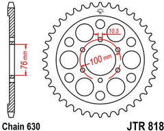 JT SPROCKETS Rear Sprocket 41 Teeth Steel Standard 630 Pitch Type 818 | JTR818.41