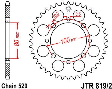 JT SPROCKETS Rear Sprocket 41 Teeth Steel Standard 520 Pitch Type 819/2 | JTR819/2.41