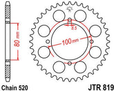 JT SPROCKETS Rear Sprocket 37 Teeth Steel Standard 520 Pitch Type 819 | JTR819.37