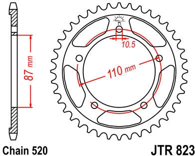JT SPROCKETS Rear Sprocket 39 Teeth Steel Standard 520 Pitch Type 823 | JTR823.39