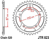 JT SPROCKETS Rear Sprocket 39 Teeth Steel Standard 520 Pitch Type 823 | JTR823.39