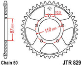 JT SPROCKETS Rear Sprocket 47 Teeth Steel Standard 530 Pitch Type 829 | JTR829.47