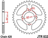 JT SPROCKETS Rear Sprocket 49 Teeth Steel Standard 420 Pitch Type 832 | JTR832.49