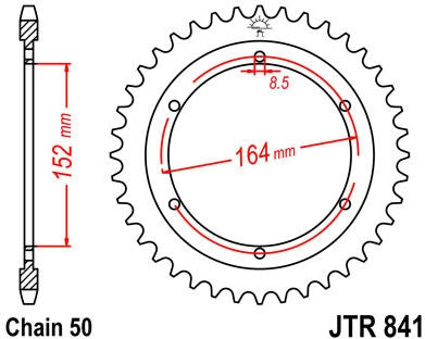 JT SPROCKETS Rear Sprocket 42 Teeth Steel Standard 530 Pitch Type 841 | JTR841.42