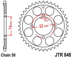 JT SPROCKETS Rear Sprocket 37 Teeth Steel Standard 530 Pitch Type 848 | JTR848.37