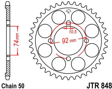 JT SPROCKETS Rear Sprocket 39 Teeth Steel Standard 530 Pitch Type 848 | JTR848.39