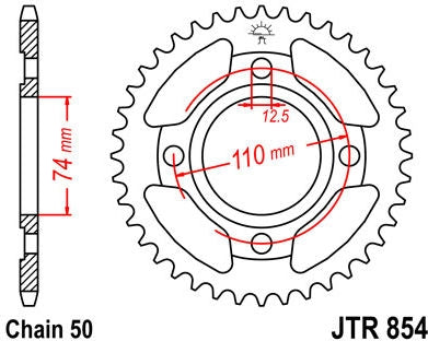 JT SPROCKETS Rear Sprocket 39 Teeth Steel Standard 530 Pitch Type 854 | JTR854.39