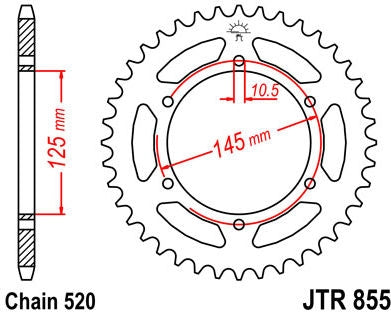 JT SPROCKETS Rear Sprocket 45 Teeth Steel Standard 520 Pitch Type 855 | JTR855.45