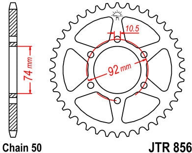 JT SPROCKETS Rear Sprocket 45 Teeth Steel Standard 530 Pitch Type 856 | JTR856.45