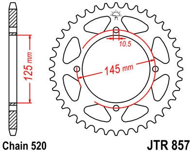 JT SPROCKETS Rear Sprocket 47 Teeth Steel Standard 520 Pitch Type 857 | JTR857.47