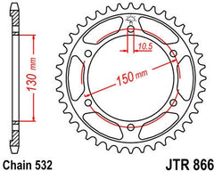 JT SPROCKETS Rear Sprocket 47 Teeth Steel Standard 532 Pitch Type 866 | JTR866.47