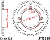 JT SPROCKETS Rear Sprocket 49 Teeth Steel Standard 428 Pitch Type 895 | JTR895.49