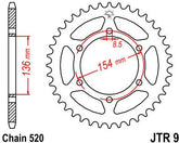 JT SPROCKETS Rear Sprocket 47 Teeth Steel Standard 520 Pitch Type 9 | JTR9.47