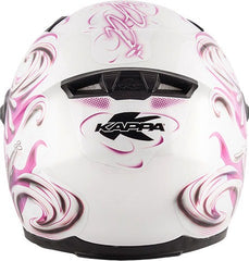 Kappa KV27 Denver Flowers Lady Full-face helmet in thermoplastic material, Glossy White / Fuchsia | HKKV27FFLWX