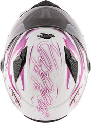 Kappa KV27 Denver Flowers Lady Full-face helmet in thermoplastic material, Glossy White / Fuchsia | HKKV27FFLWX