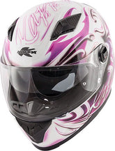 Kappa KV27 Denver Flowers Lady Full-face helmet in thermoplastic material, Glossy White / Fuchsia | HKKV27FFLWX