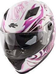 Kappa KV27 Denver Flowers Lady Full-face helmet in thermoplastic material, Glossy White / Fuchsia | HKKV27FFLWX