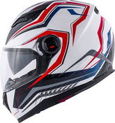 Kappa KV27 Denver Full-face helmet in thermoplastic material, Red / blue / Glossy White | HKKV27FWHRB